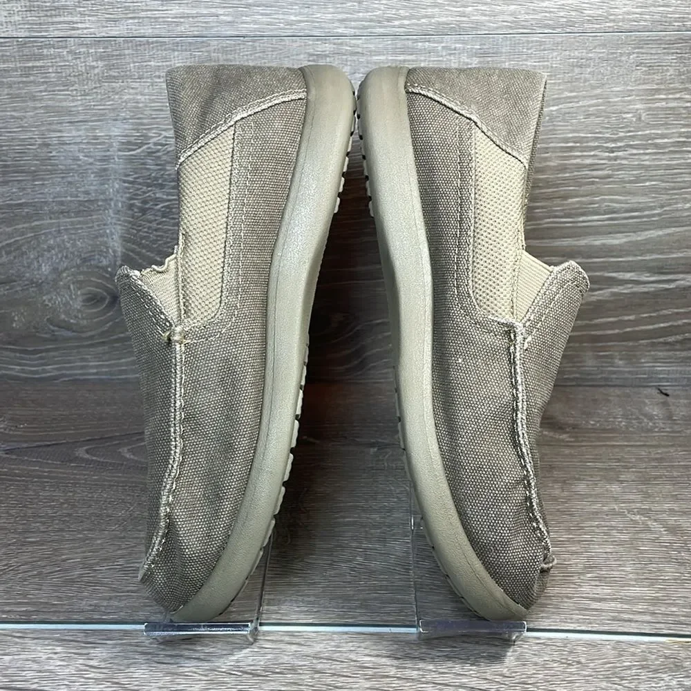 Crocs Santa Cruz II Khaki Canvas Big Boy Size 5 Slip On Loafers